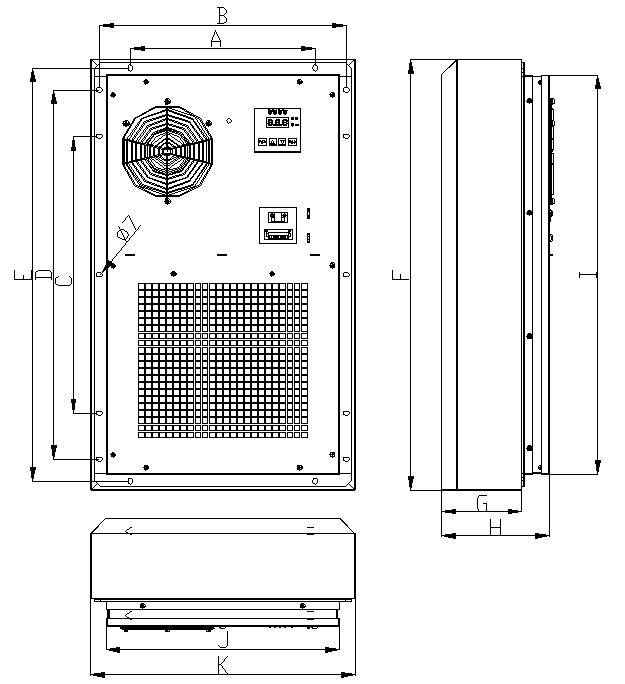 condicionador de ar bonde montado porta do cerco 800W, condicionador de ar bonde do painel
